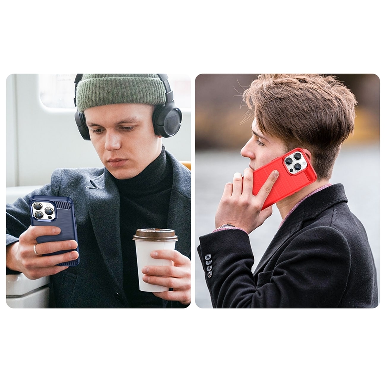 Carbon Case iPhone 14 Pro fleksibelt gel-bagcover sort