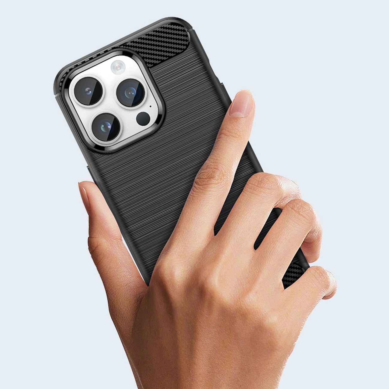 Carbon Case iPhone 14 Pro fleksibelt gel-bagcover sort