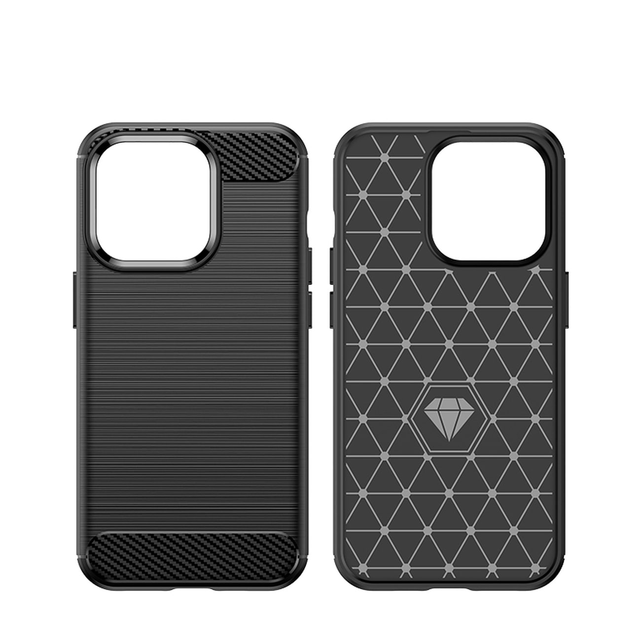 Carbon Case iPhone 14 Pro fleksibelt gel-bagcover sort