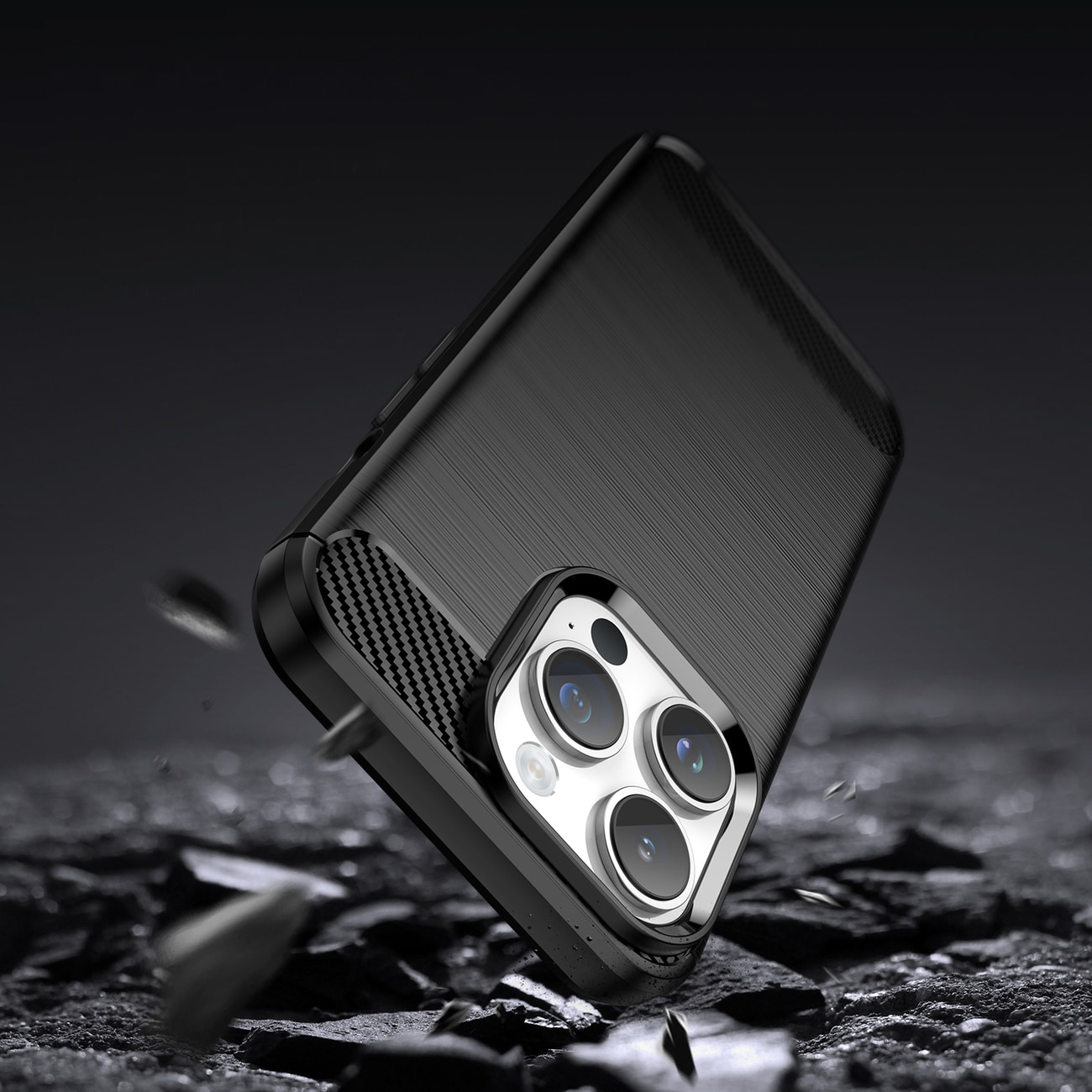 Carbon Case iPhone 14 Pro fleksibelt gel-bagcover sort
