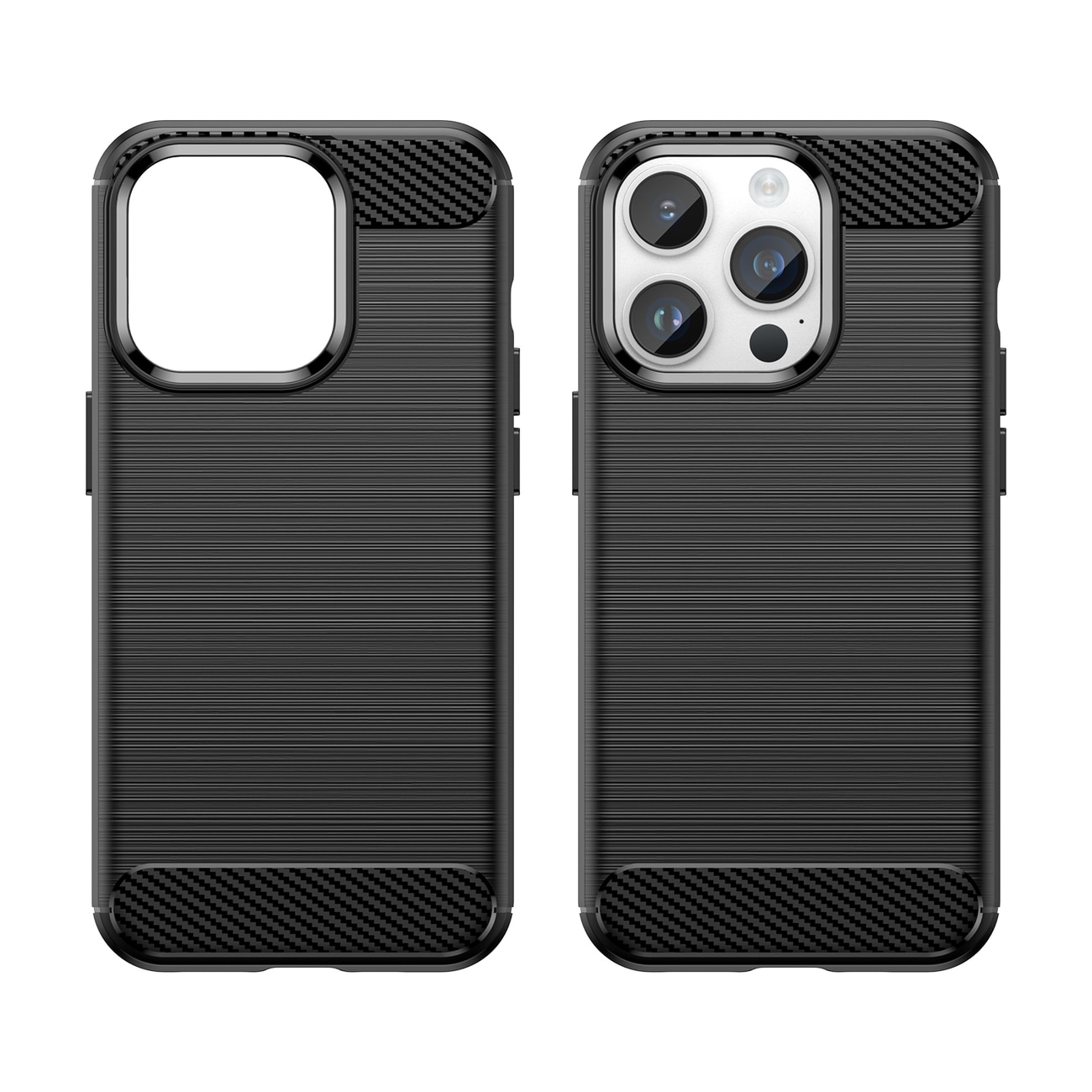 Carbon Case iPhone 14 Pro fleksibelt gel-bagcover sort