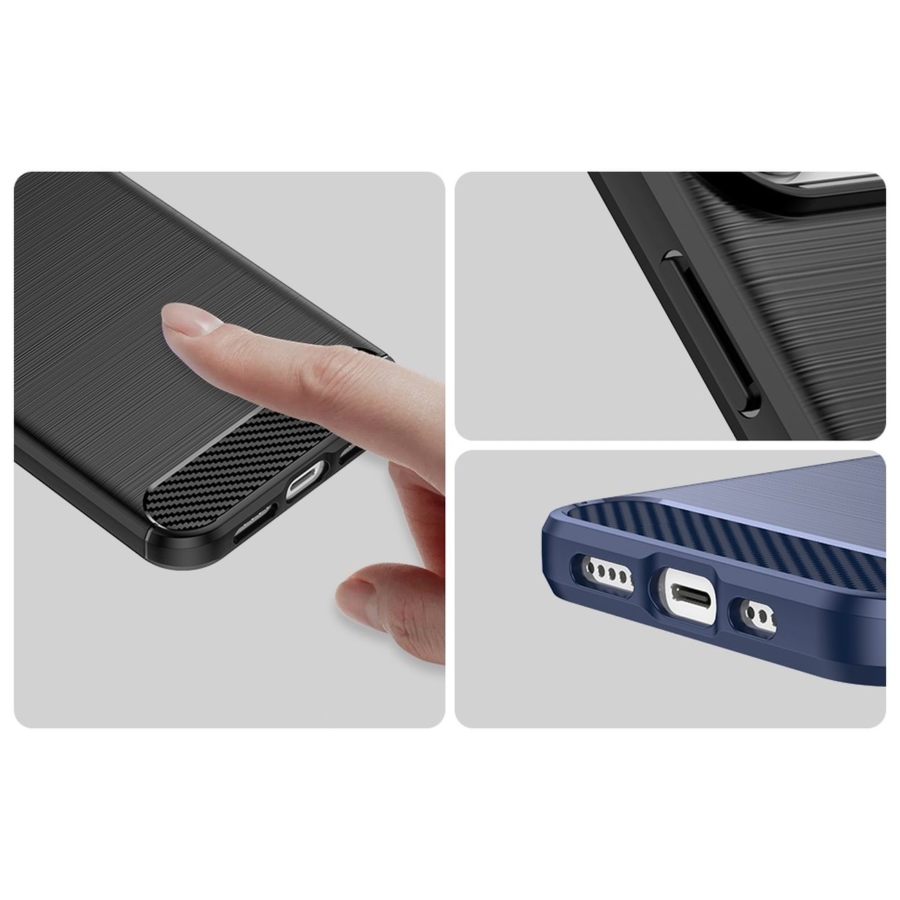 Carbon Case iPhone 14 Pro Max fleksibelt gel-bagcover sort