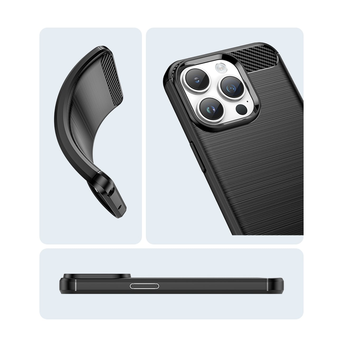 Carbon Case til iPhone 14 Pro Max fleksibelt gelbagcover blå