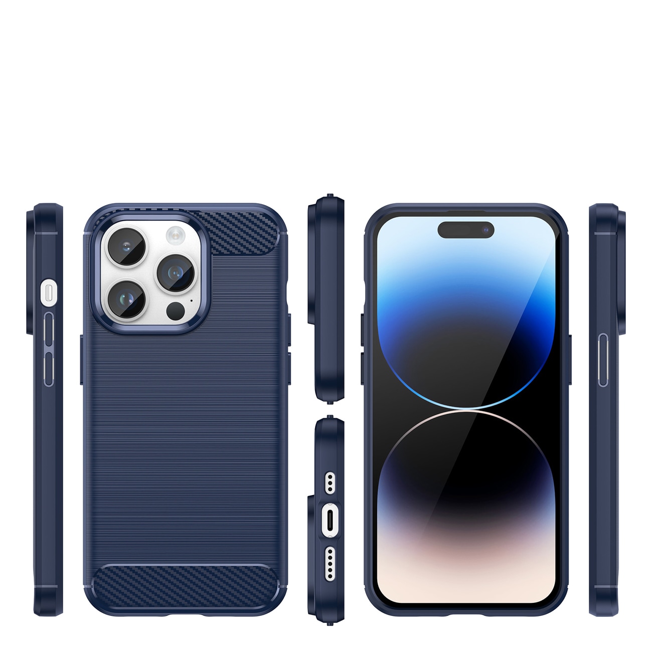 Carbon Case til iPhone 14 Pro Max fleksibelt gelbagcover blå