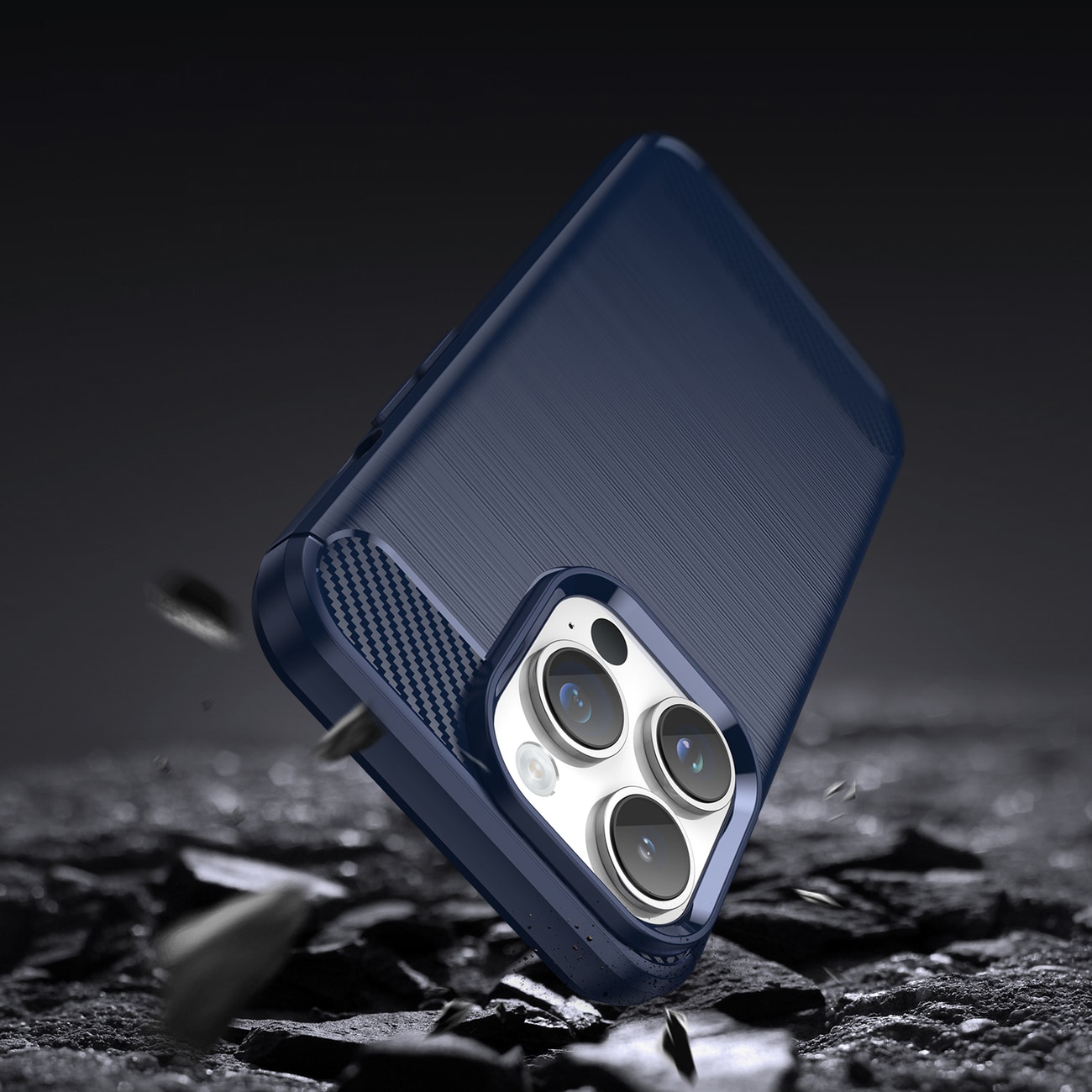 Carbon Case til iPhone 14 Pro Max fleksibelt gelbagcover blå