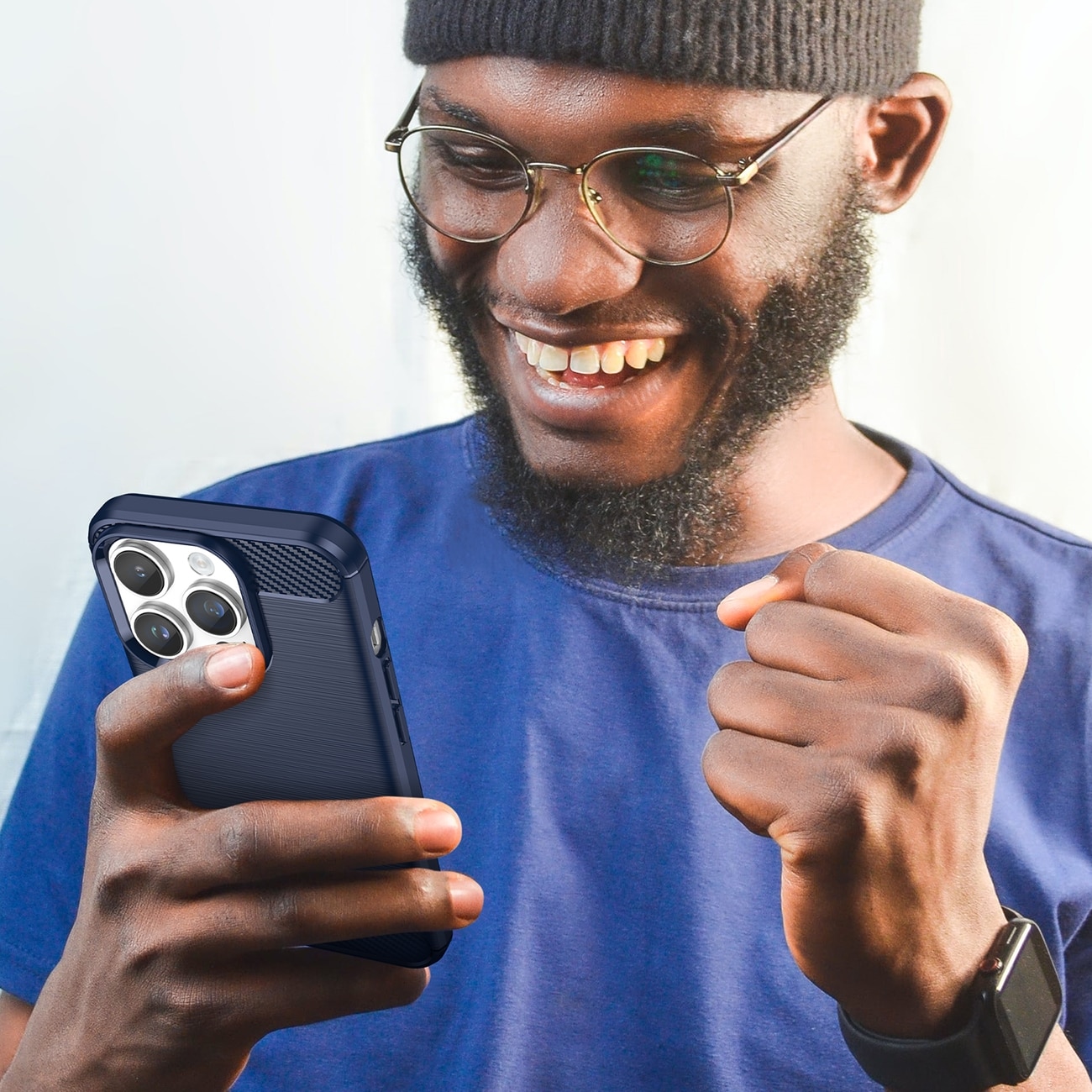 Carbon Case til iPhone 14 Pro Max fleksibelt gelbagcover blå