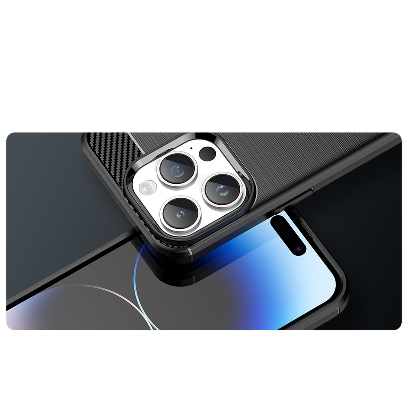 Carbon Case til iPhone 14 Pro Max fleksibelt gelbagcover blå