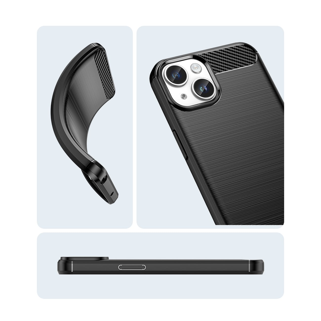 Carbon Case iPhone 14 etui med fleksibel gelbagside blå
