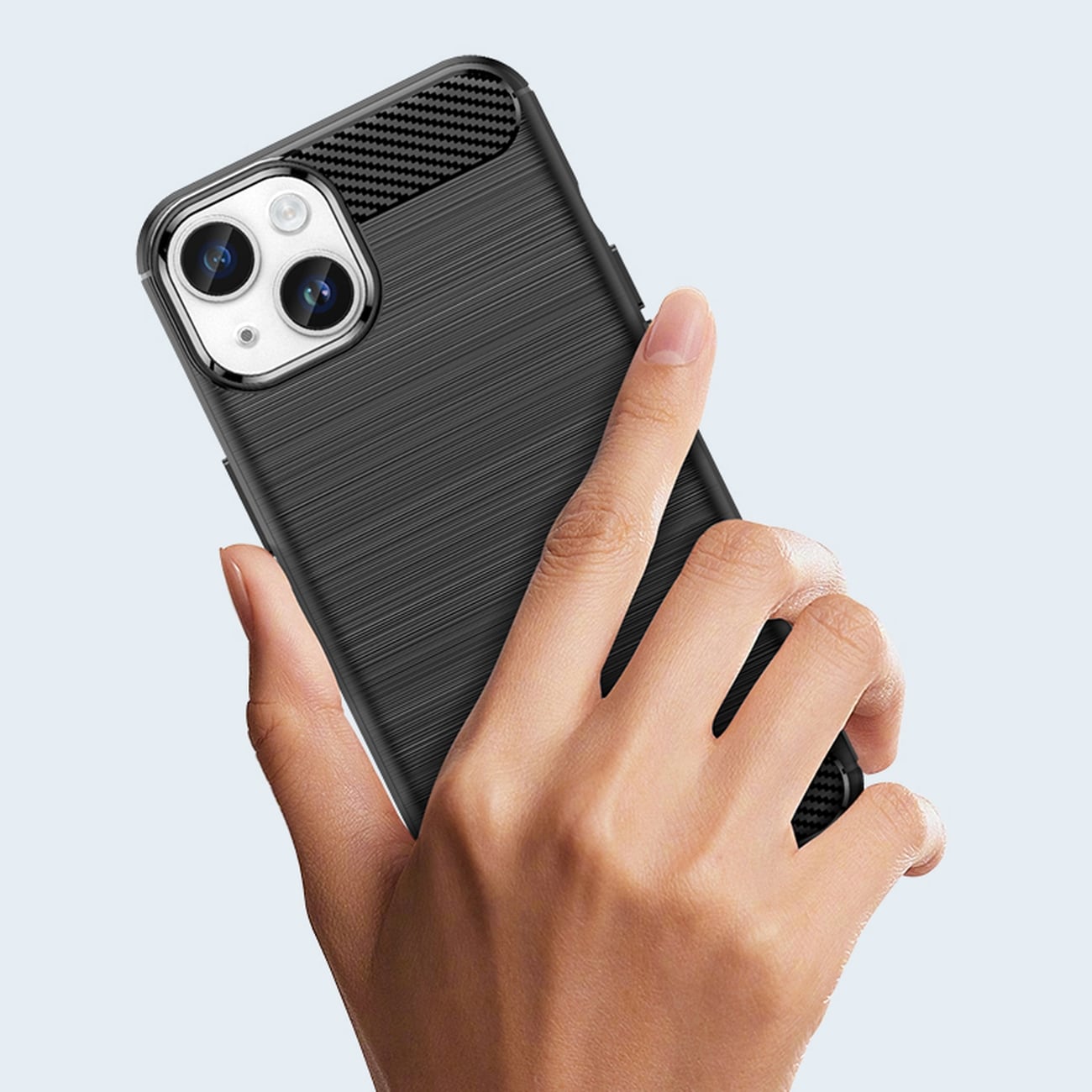 Carbon Case til iPhone 14 Plus fleksibelt gelbagcover sort