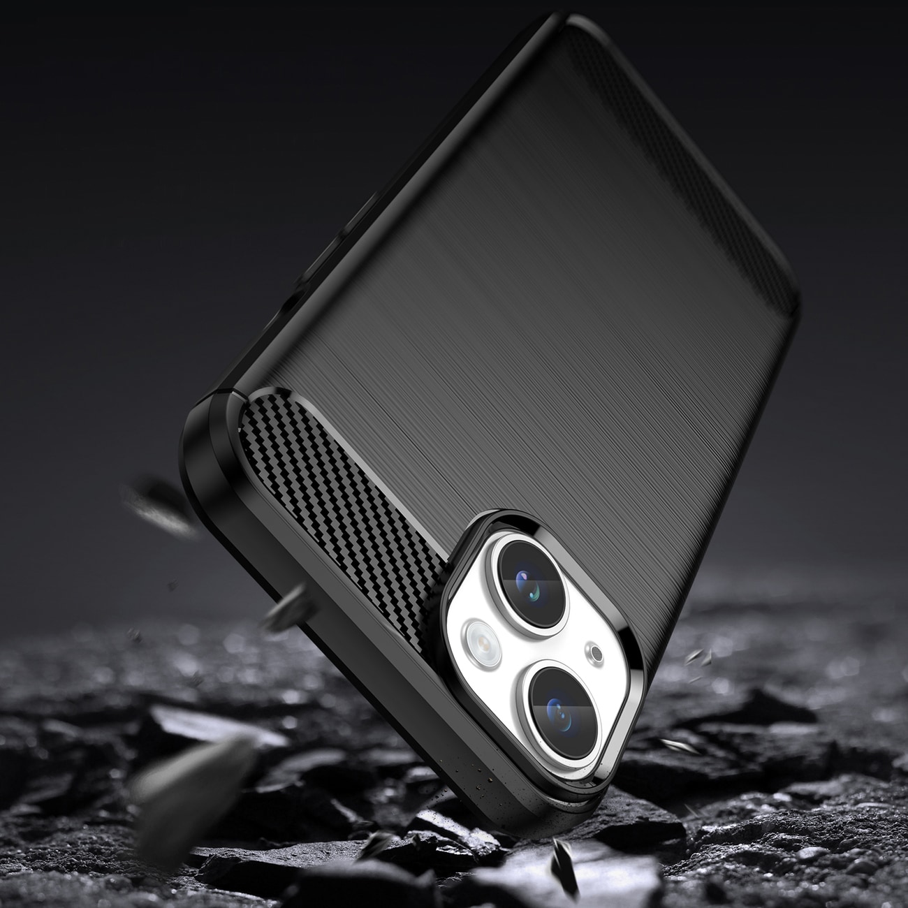 Carbon Case til iPhone 14 Plus fleksibelt gelbagcover sort