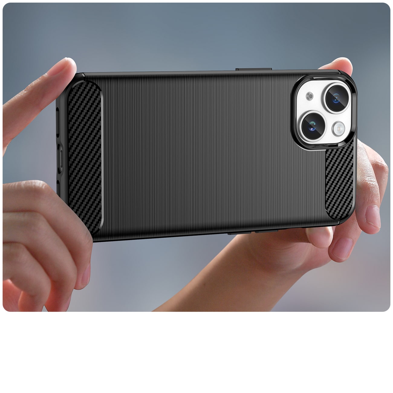 Carbon Case til iPhone 14 Plus fleksibelt gelbagcover sort