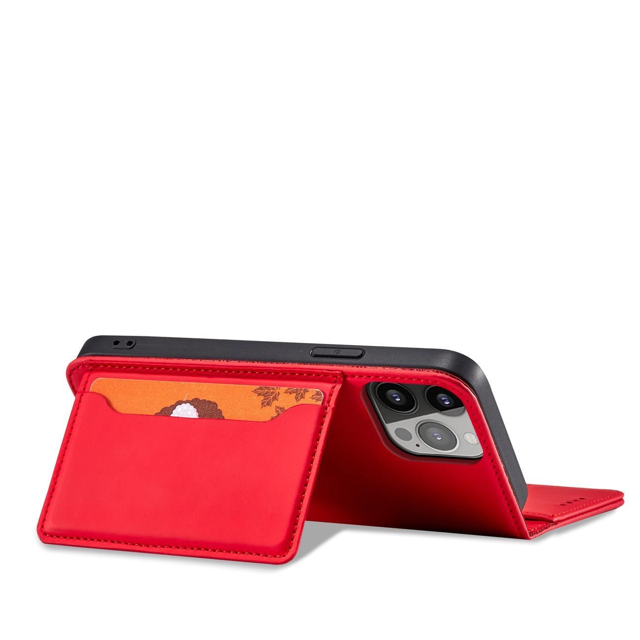 Magnet Kortetui til iPhone 14 Plus flip cover wallet stand rød