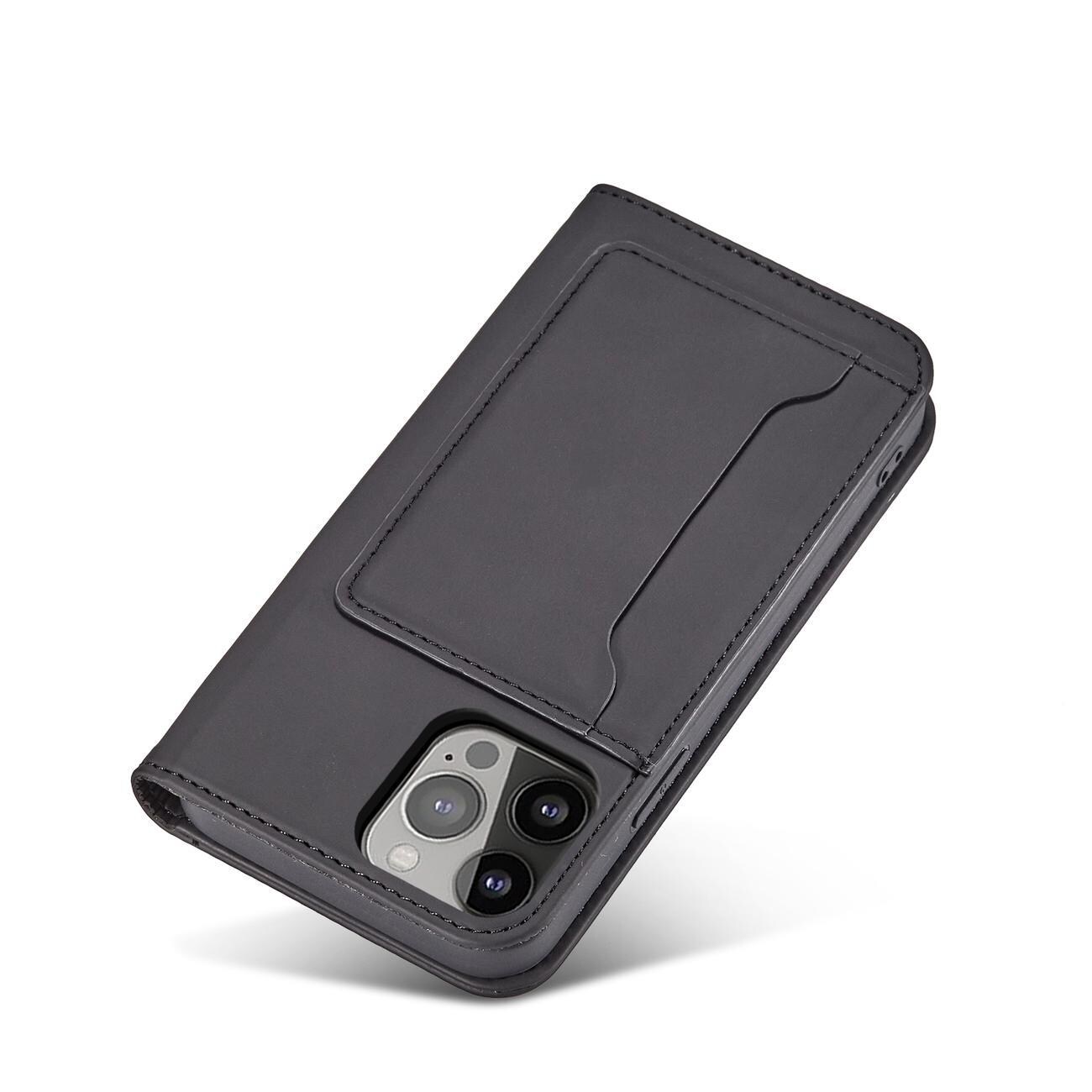 Magnet Kortetui til iPhone 14 Pro Max flip cover wallet stand sort