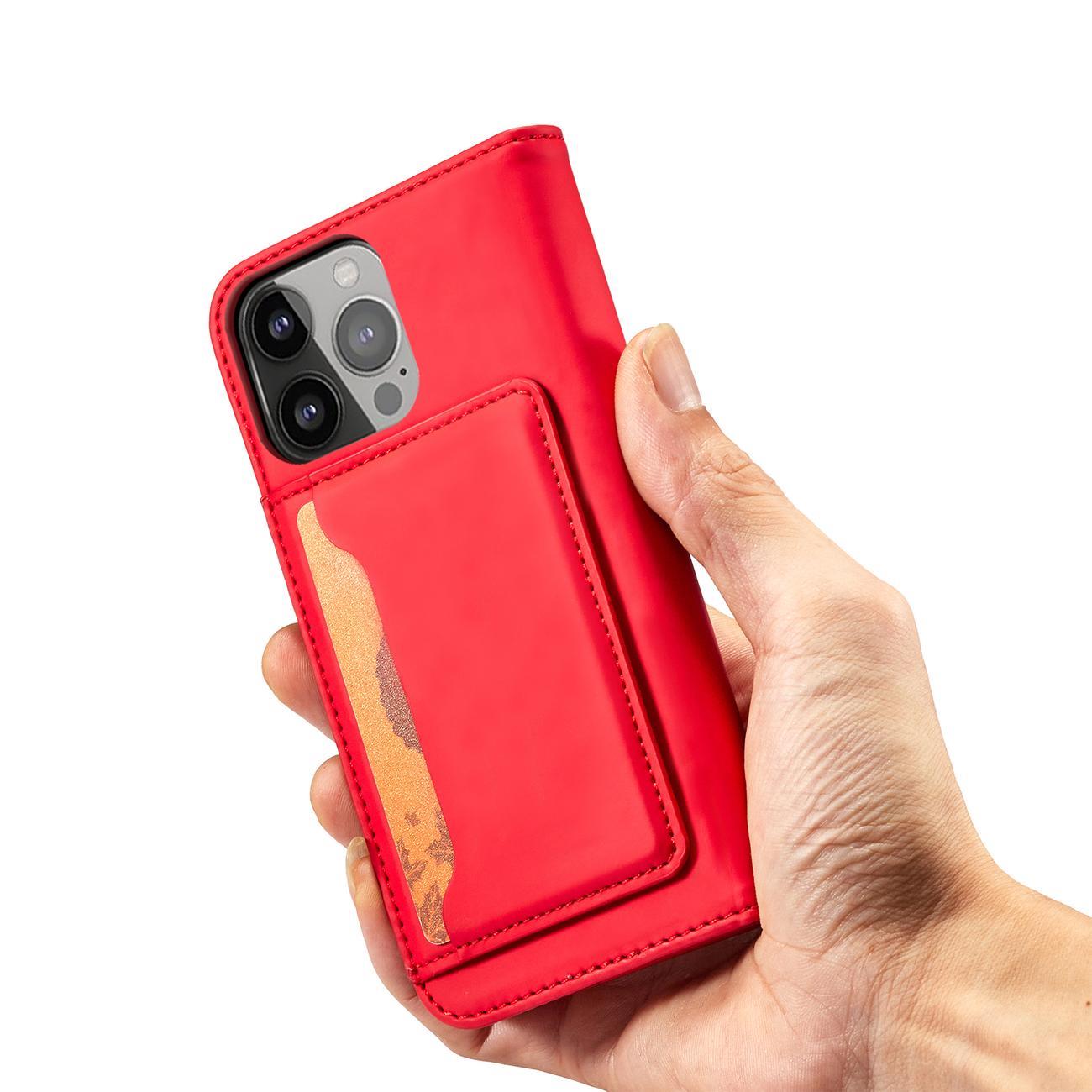 Magnet Kortetui til iPhone 14 Pro Max flip cover wallet stand rød
