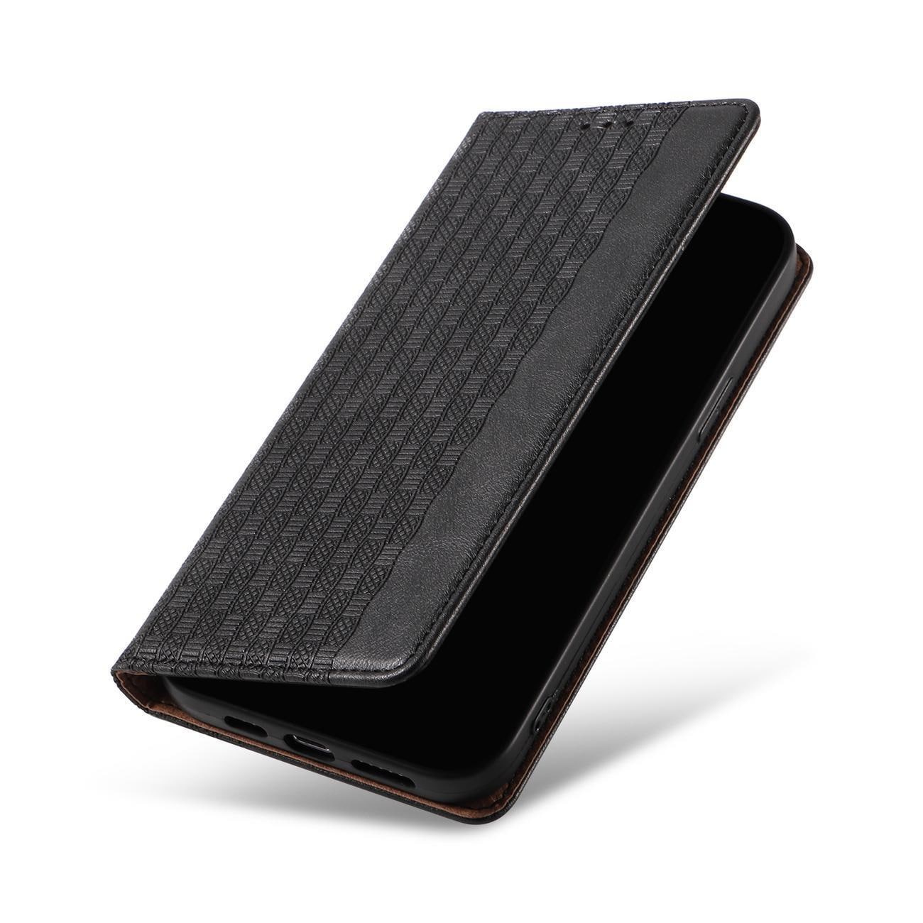 Magnet Strap Case for iPhone 14 Flip Wallet Mini Lanyard Stand Black