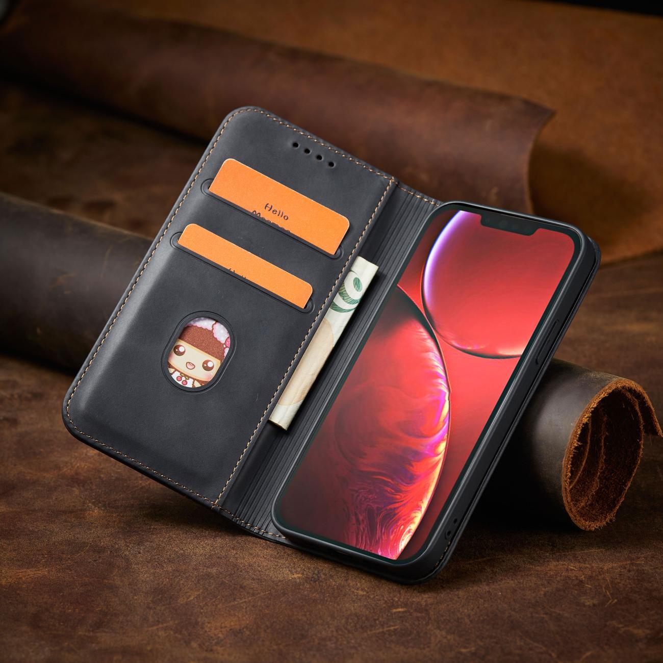 Magnet Fancy Case-etui til iPhone 14 Plus flip cover wallet stand sort
