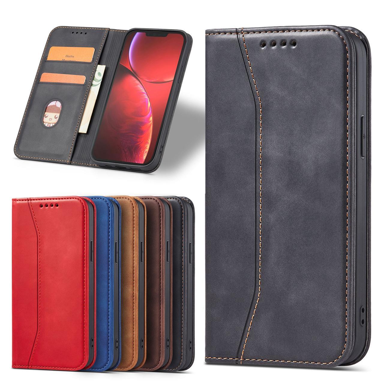 Magnet Fancy Case-etui til iPhone 14 Plus flip cover wallet stand sort