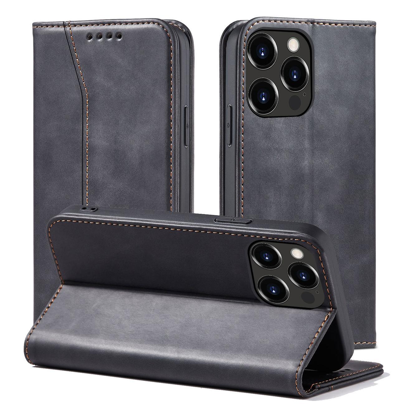 Magnet Fancy Case-etui til iPhone 14 Pro flip cover wallet stand sort