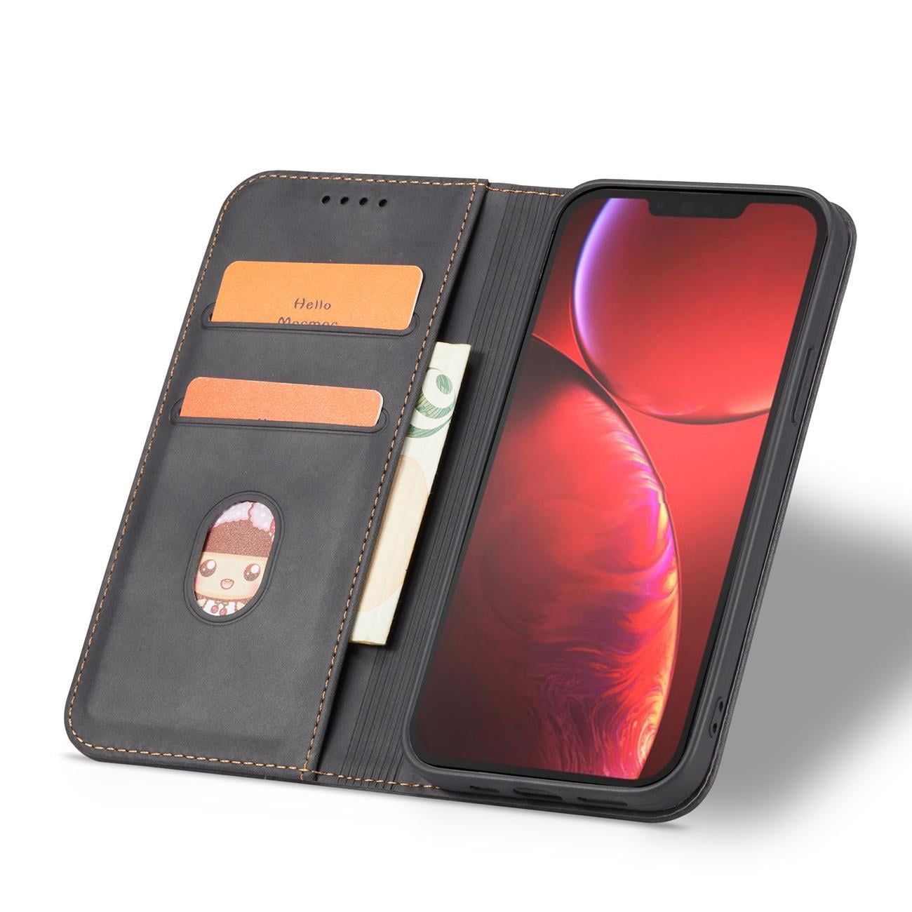 Magnet Fancy Case-etui til iPhone 14 Pro flip cover wallet stand sort