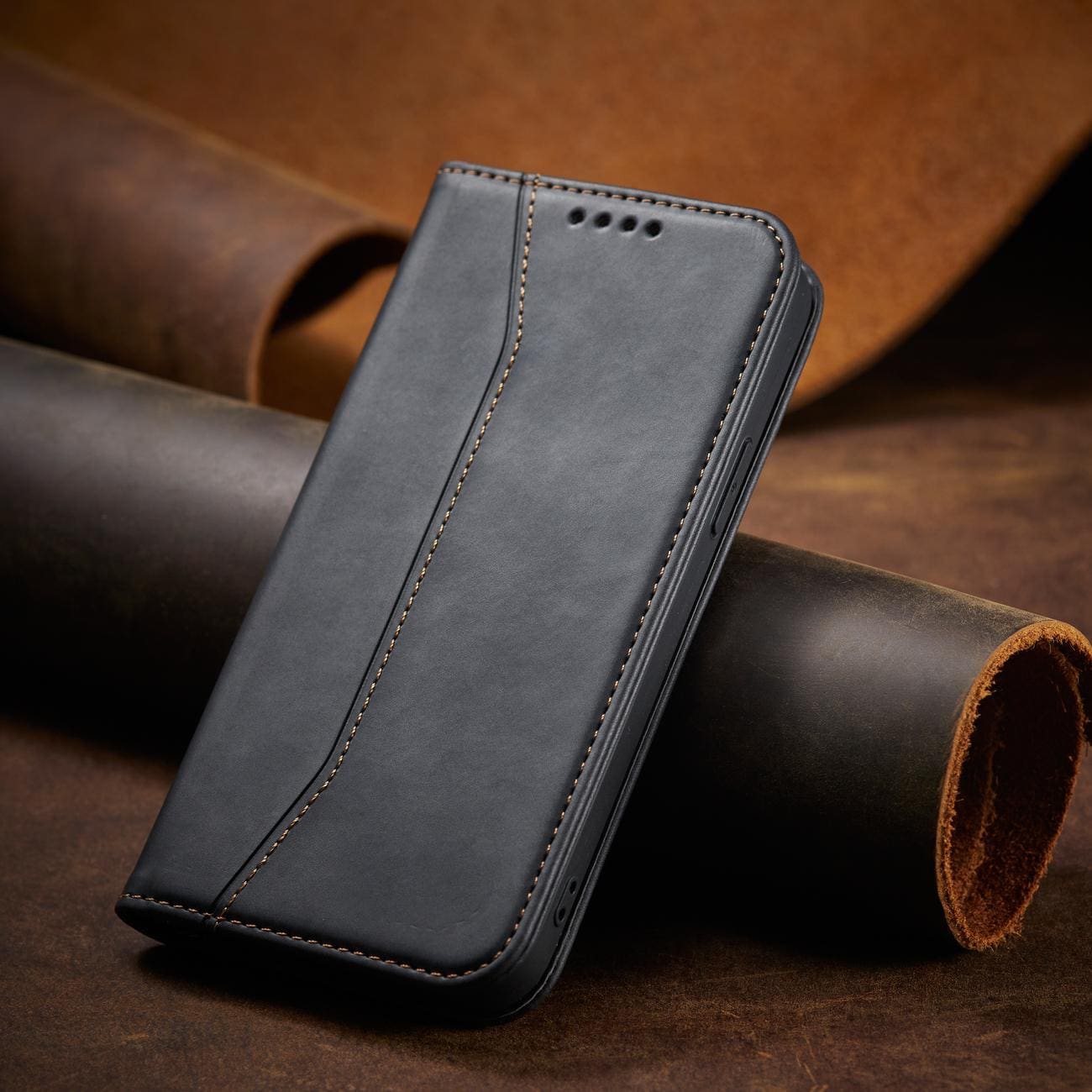 Magnet Fancy Case-etui til iPhone 14 Pro flip cover wallet stand sort