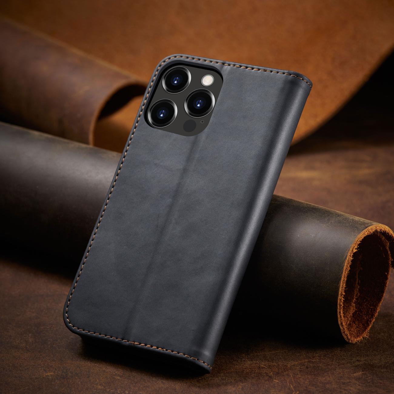 Magnet Fancy Case-etui til iPhone 14 Pro flip cover wallet stand sort