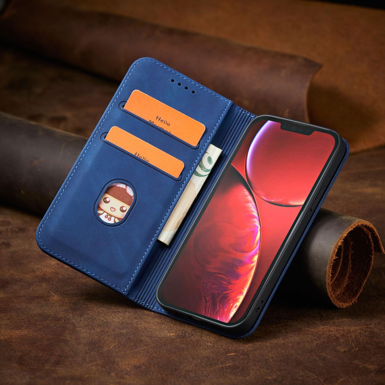 Magnet Fancy Case-etui til iPhone 14 Pro flip cover wallet stand blå