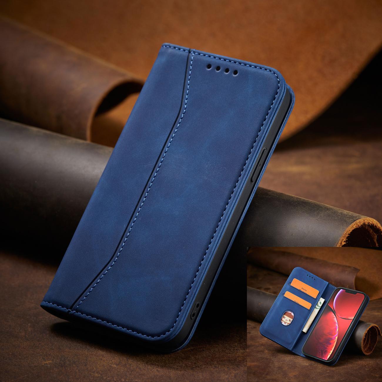 Magnet Fancy Case-etui til iPhone 14 Pro flip cover wallet stand blå