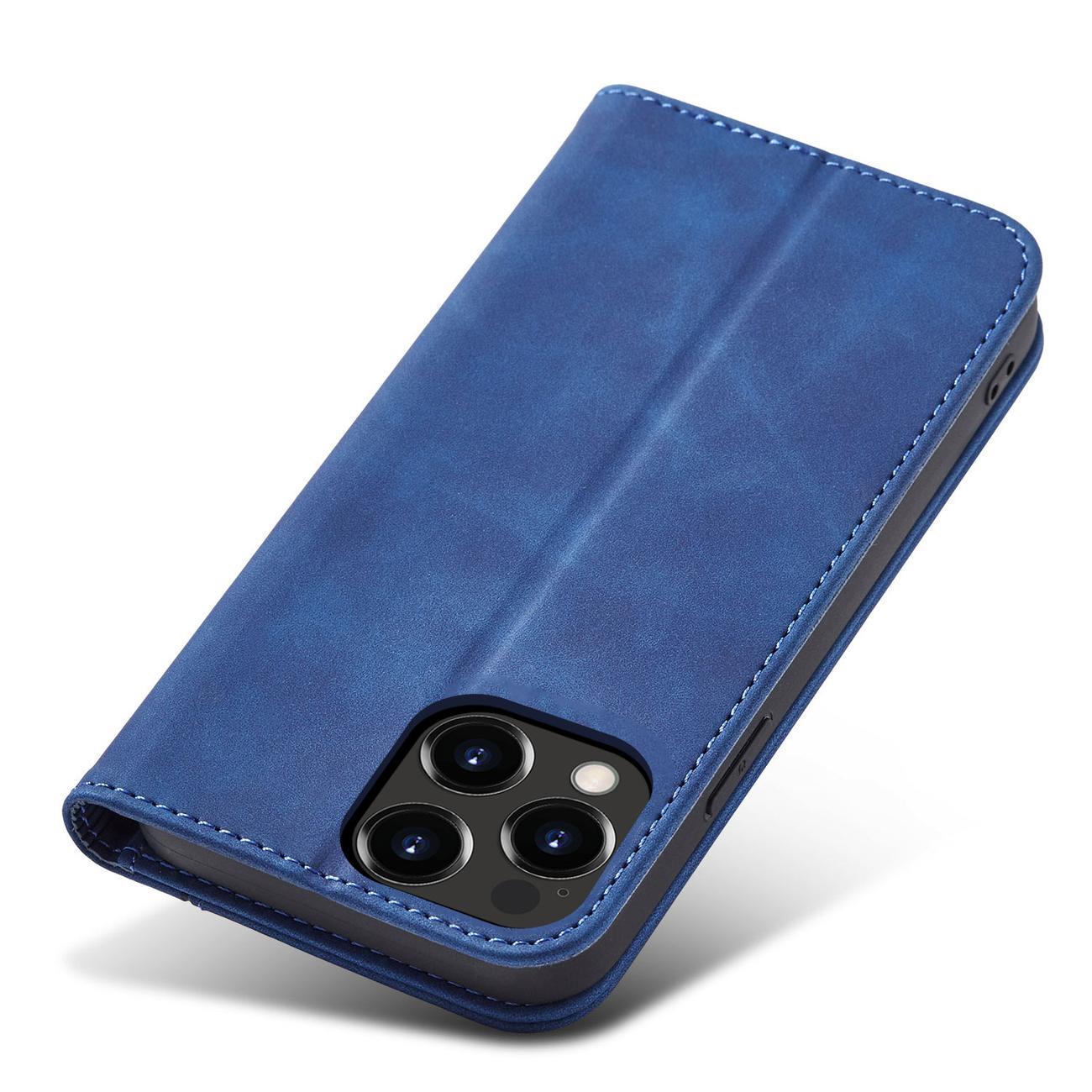 Magnet Fancy Case-etui til iPhone 14 Pro flip cover wallet stand blå