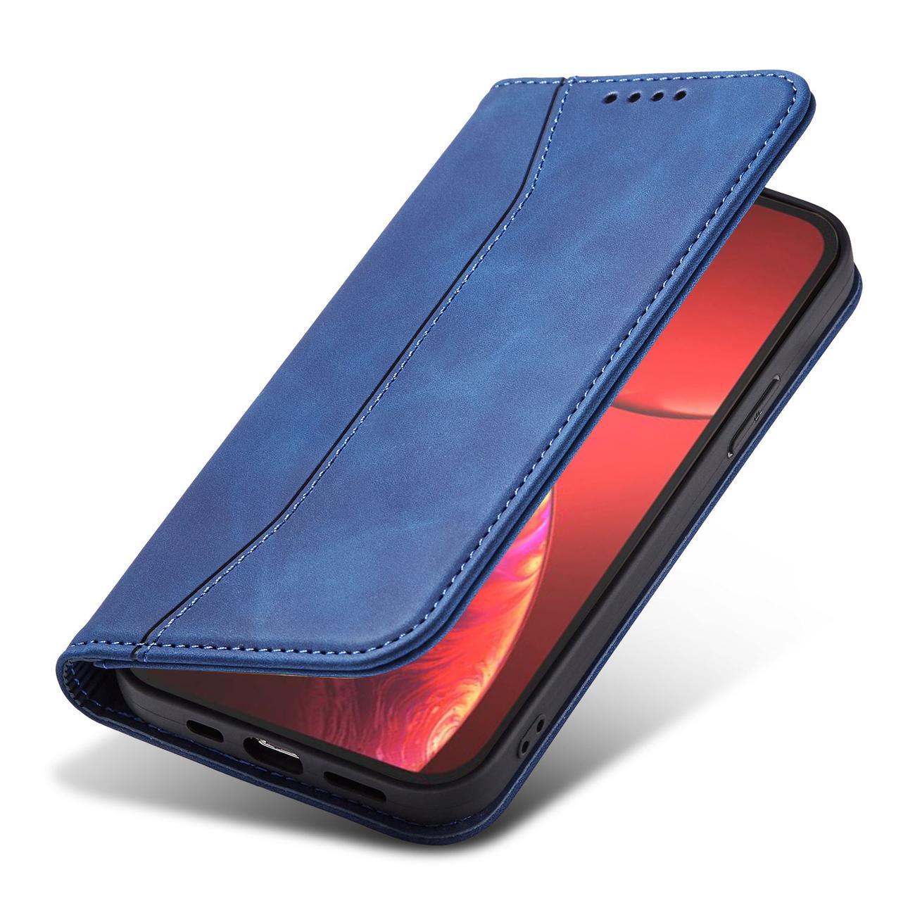 Magnet Fancy Case-etui til iPhone 14 Pro flip cover wallet stand blå