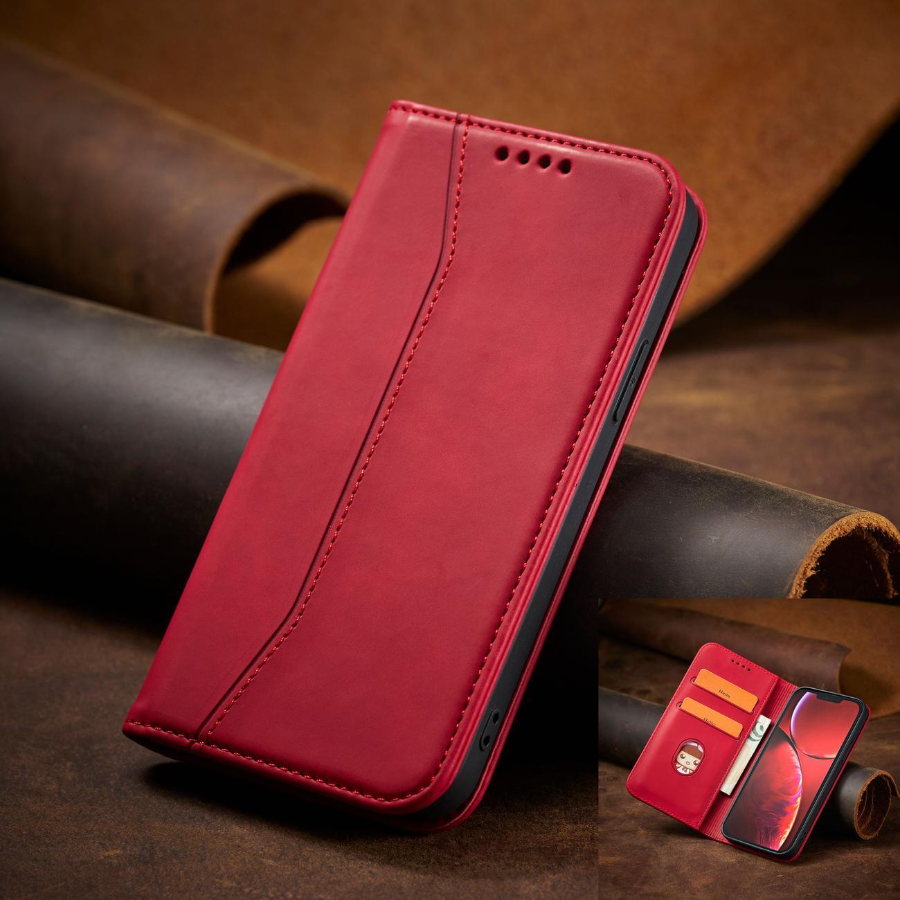 Magnet Fancy Case-etui til iPhone 14 Pro flip cover wallet stand rød