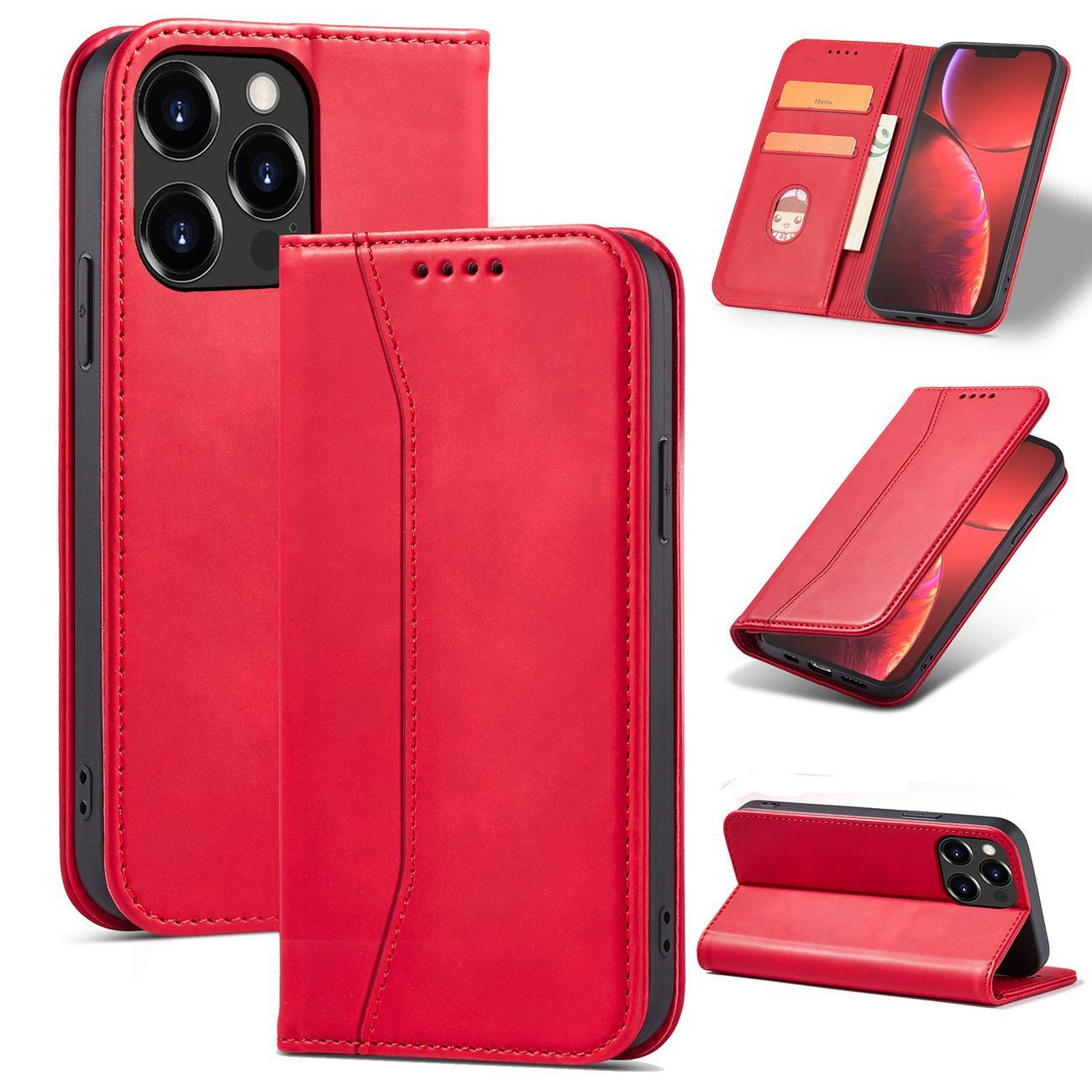 Magnet Fancy Case-etui til iPhone 14 Pro flip cover wallet stand rød