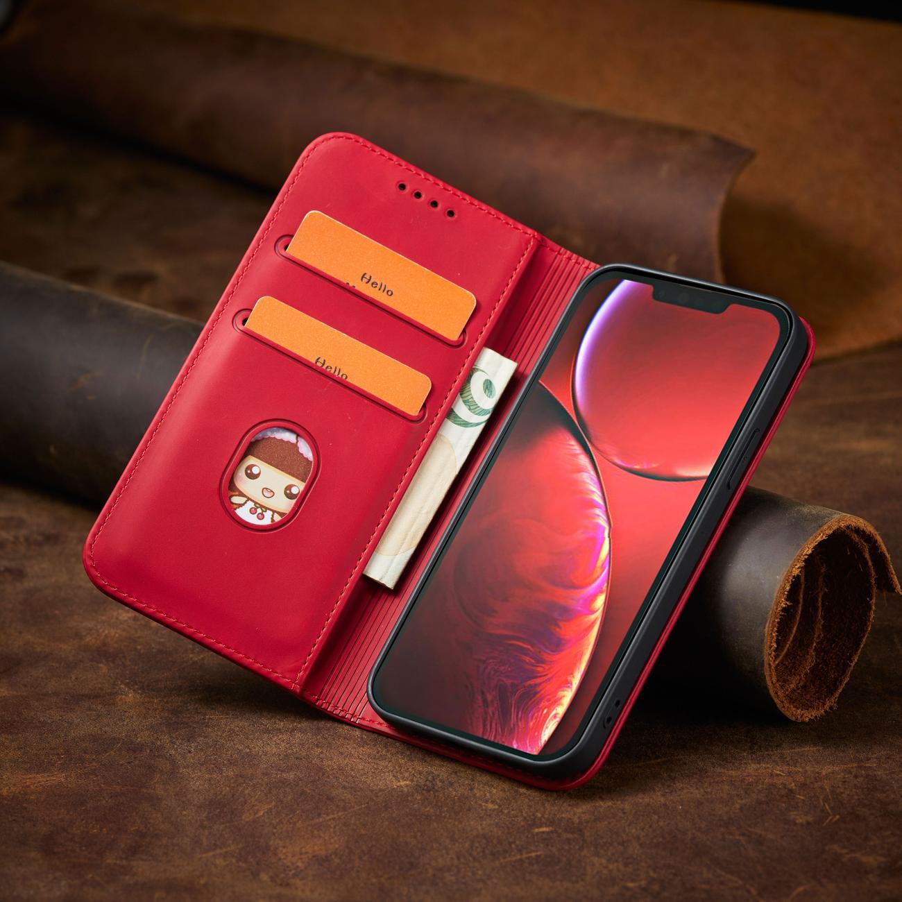 Magnet Fancy Case-etui til iPhone 14 Pro flip cover wallet stand rød