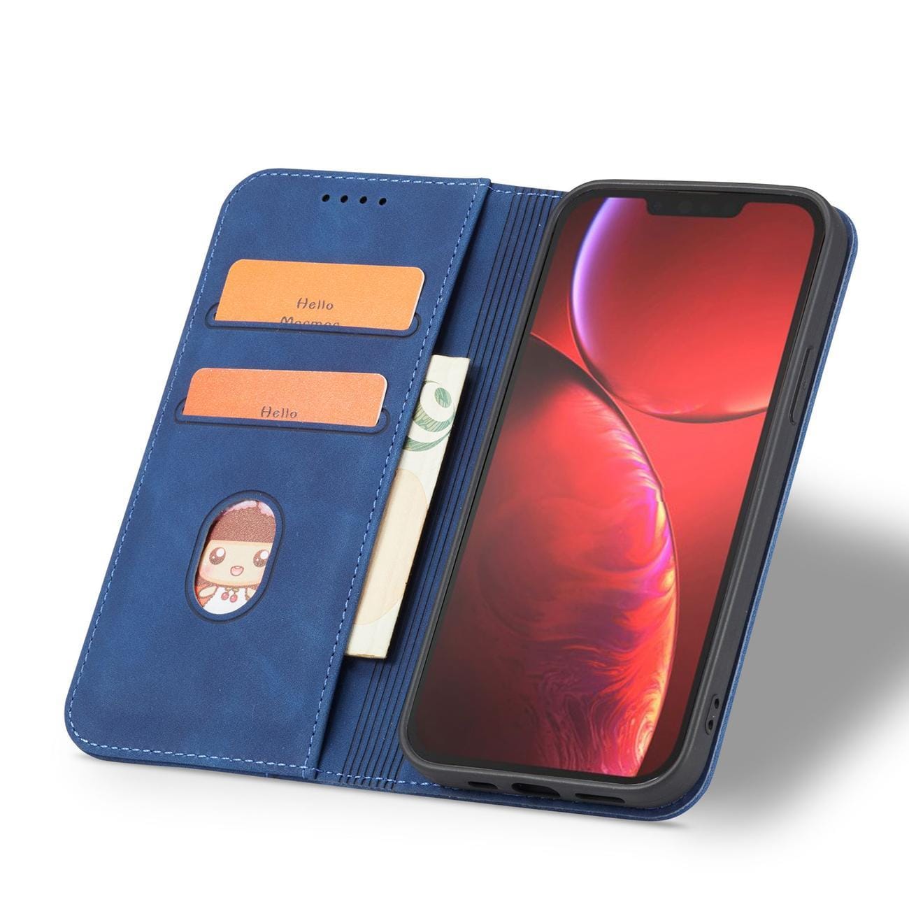 Magnet Fancy Case etui til iPhone 14 Pro Max cover med flip wallet stand blå