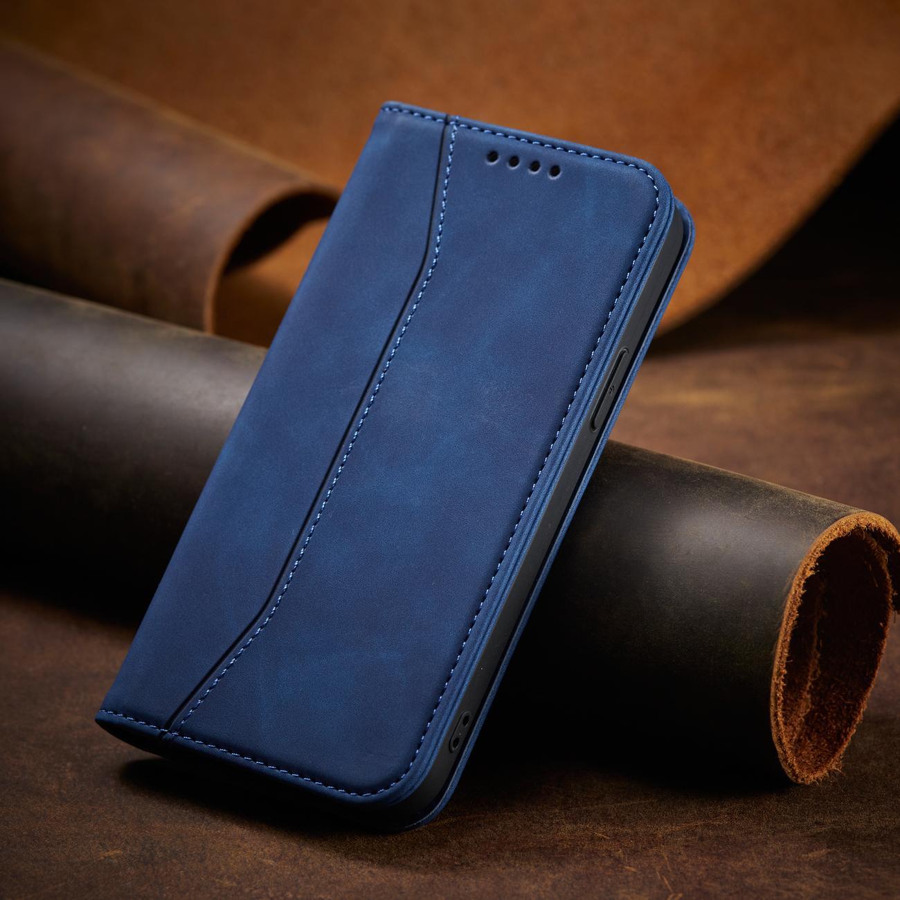 Magnet Fancy Case etui til iPhone 14 Pro Max cover med flip wallet stand blå