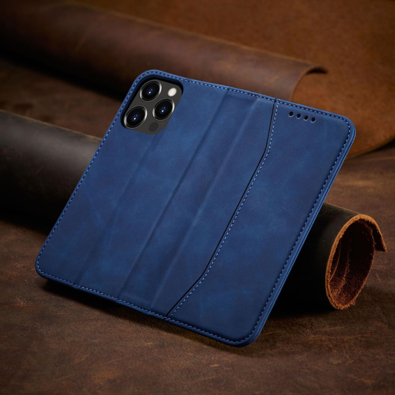Magnet Fancy Case etui til iPhone 14 Pro Max cover med flip wallet stand blå