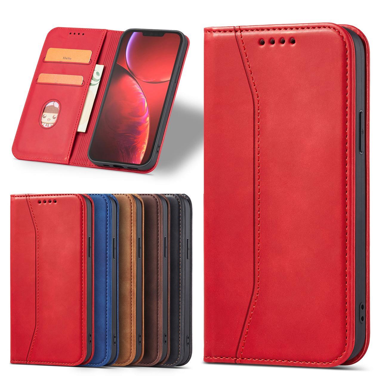 Magnet Fancy Case-etui til iPhone 14 Pro Max flip cover wallet stand rød