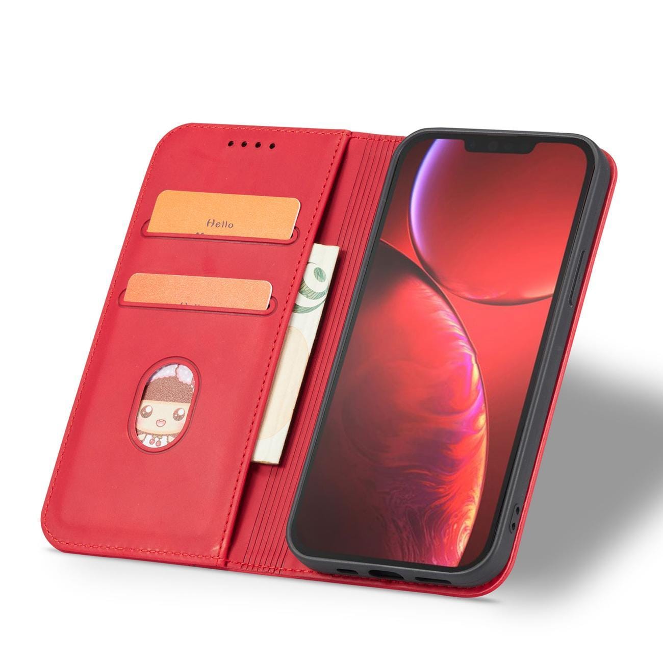 Magnet Fancy Case-etui til iPhone 14 Pro Max flip cover wallet stand rød
