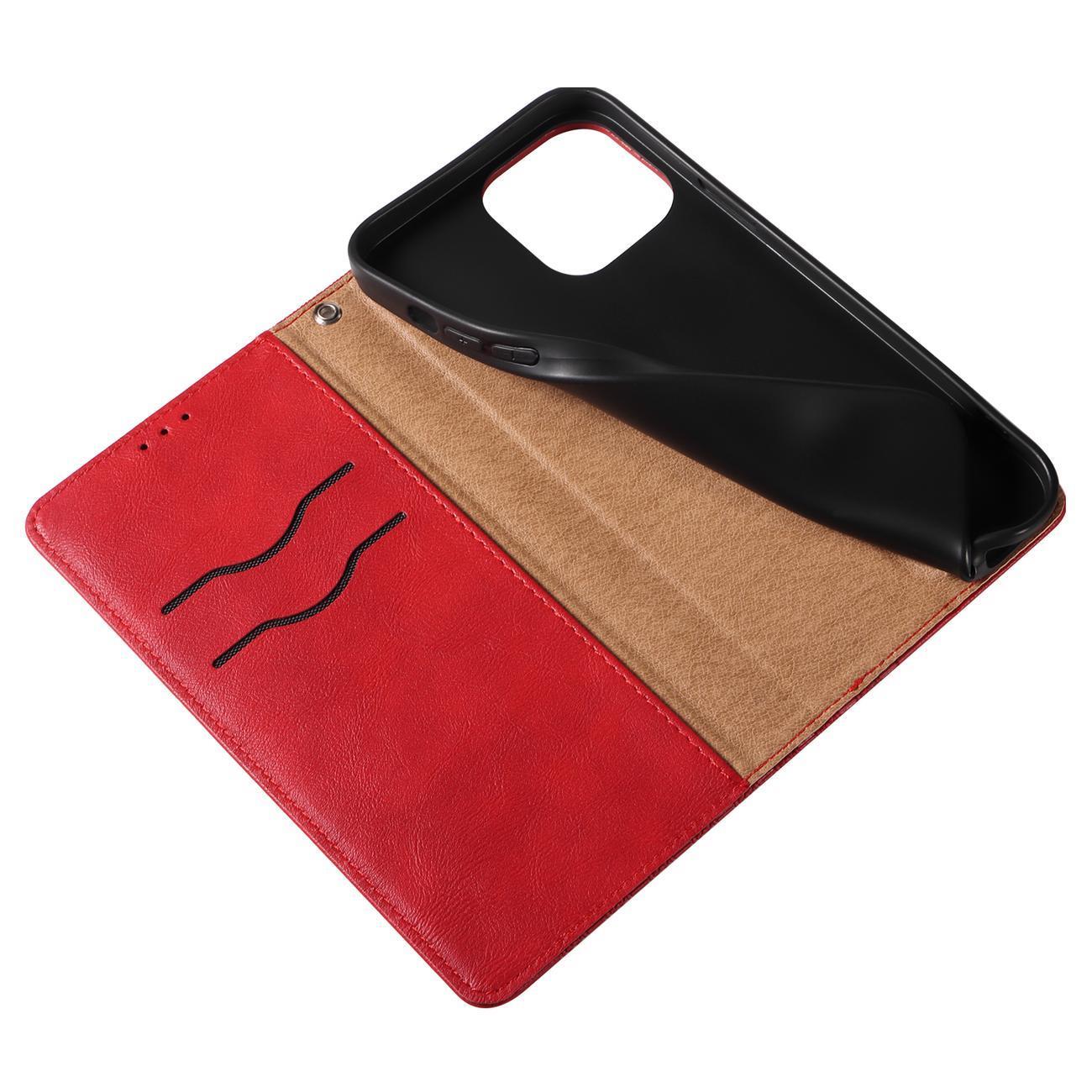 Magnet Strap Case iPhone 14 Plus Case med Flip Wallet Mini Lanyard Stand Red