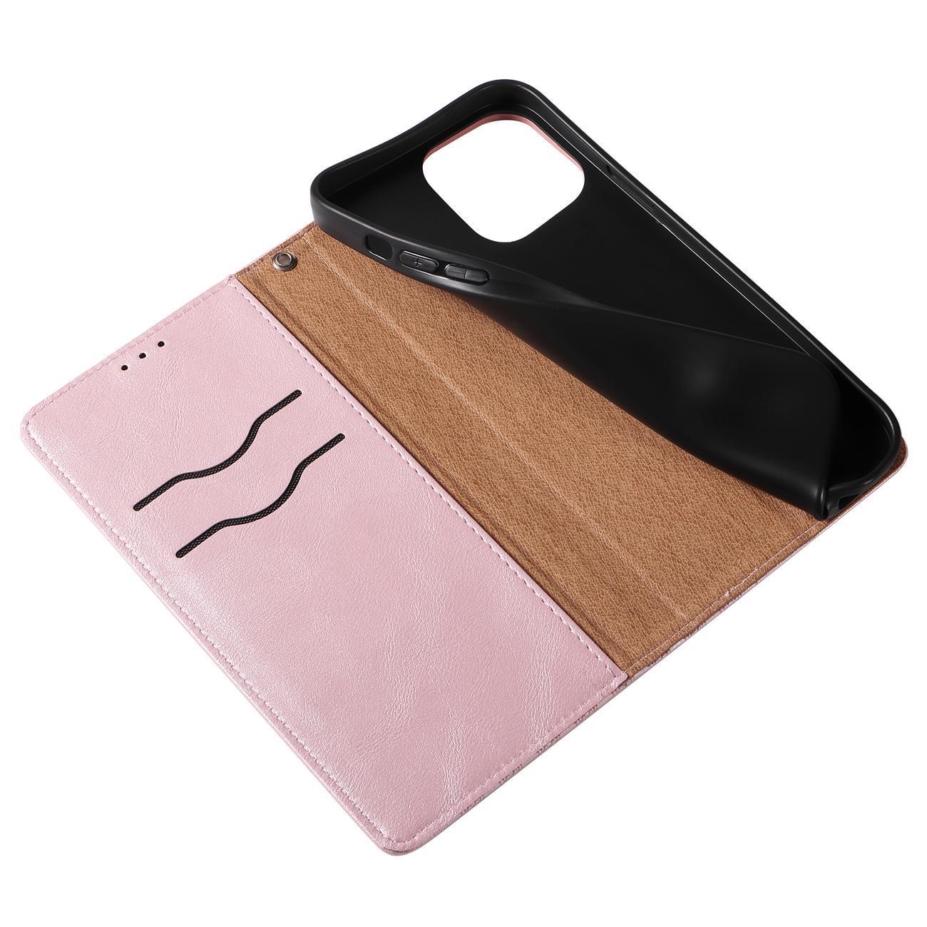 Magnet Strap Case Case for iPhone 14 Pro Flip Wallet Mini Lanyard Stand Pink