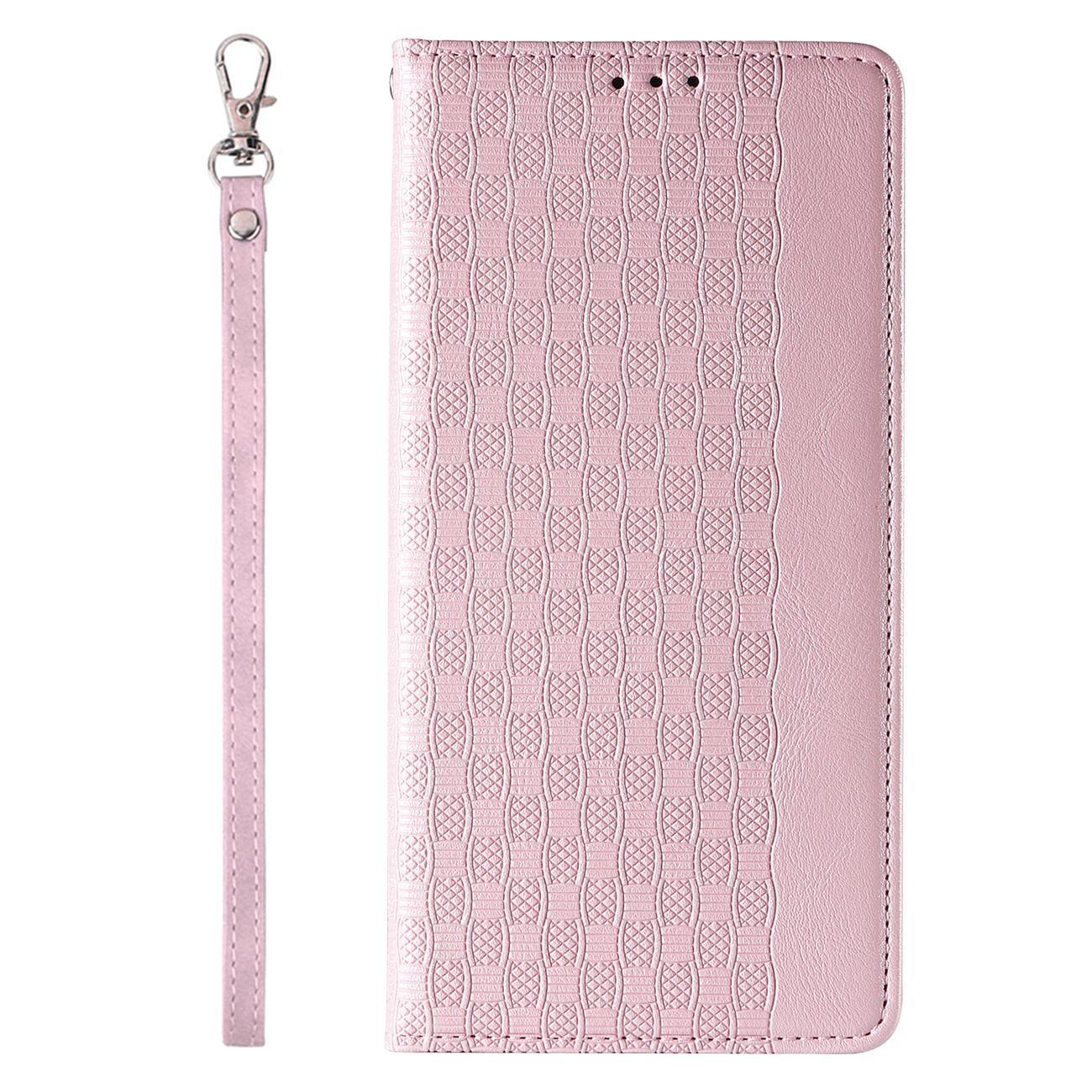 Magnet Strap Case Case for iPhone 14 Pro Flip Wallet Mini Lanyard Stand Pink