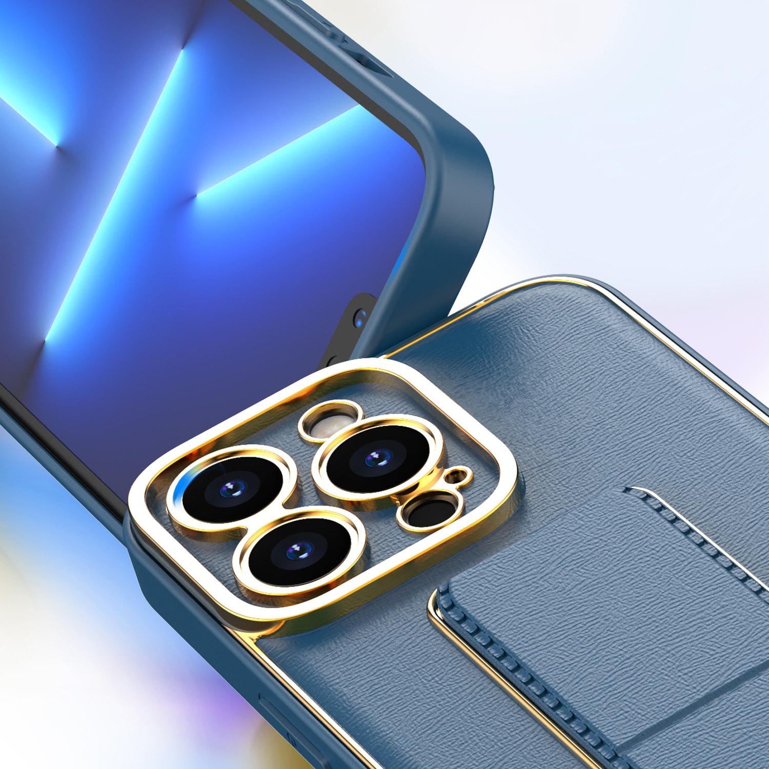 Nyt Kickstand-etui til iPhone 12 Pro med stativ blå