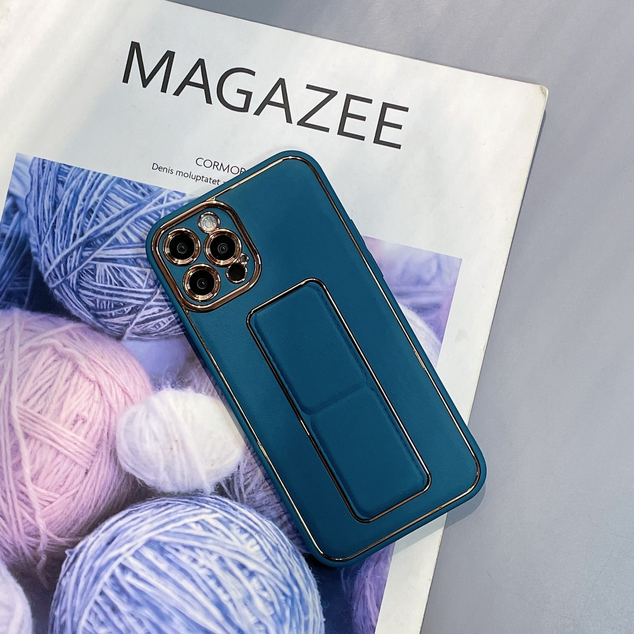 Nyt Kickstand-etui til iPhone 12 Pro med stativ blå