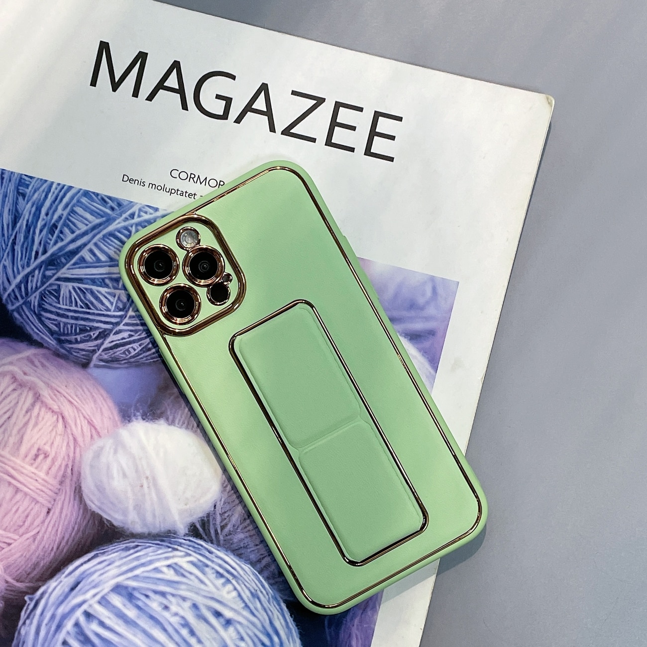 Nyt Kickstand-etui til iPhone 12 Pro med stativ grøn
