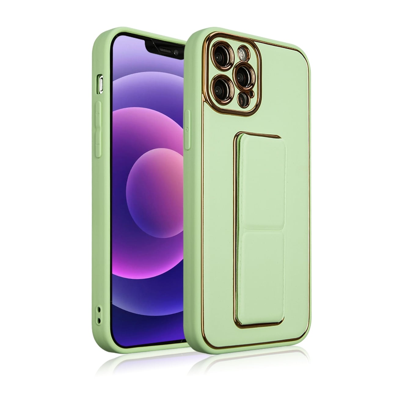 Nyt Kickstand-etui til iPhone 12 Pro med stativ grøn