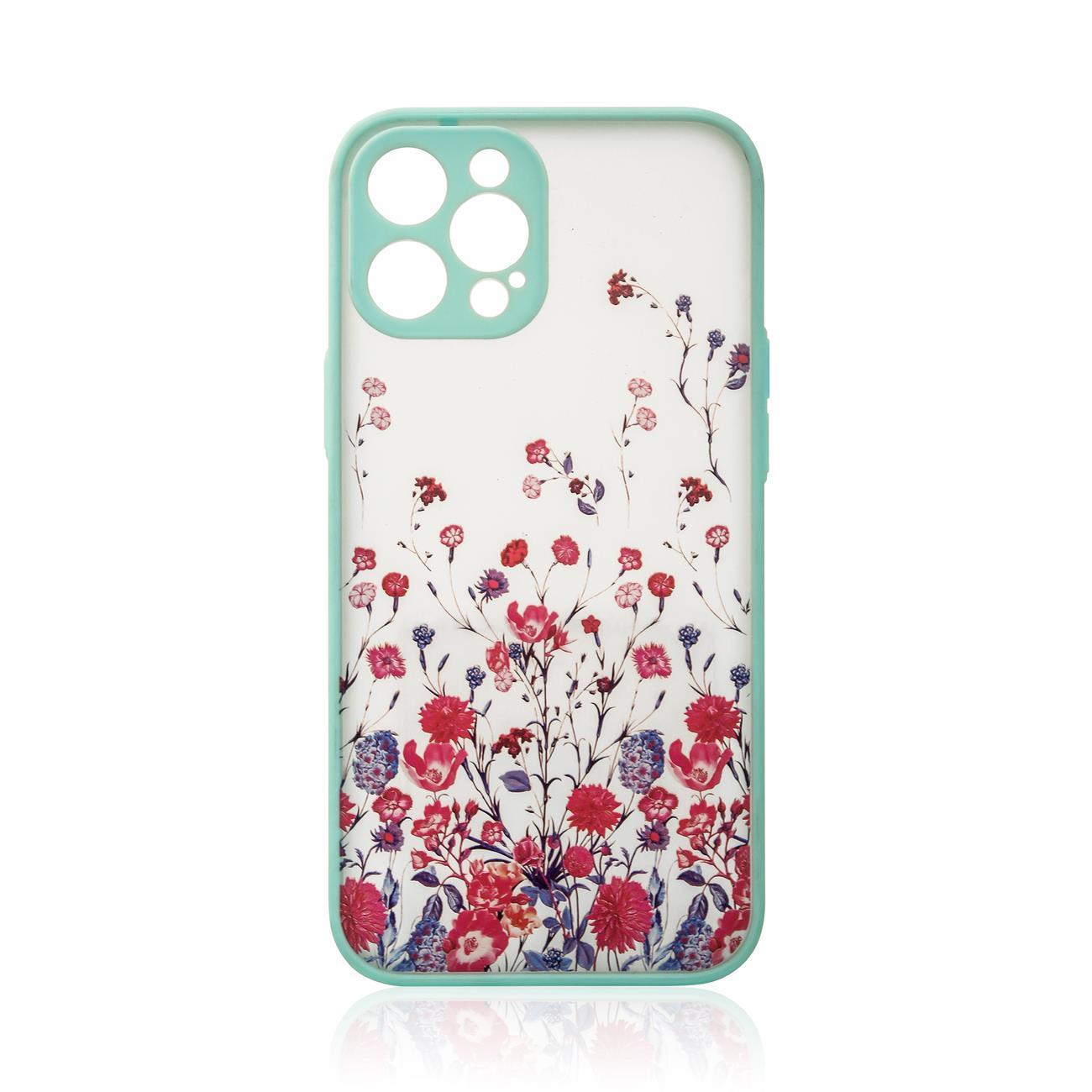 Designetui til iPhone 12 Pro blomstertaske lyseblå