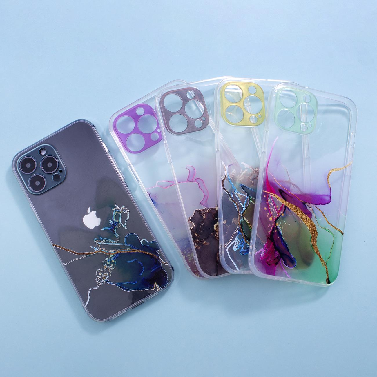 Marmor-etui til iPhone 12 Pro Gel Cover Marmorblå