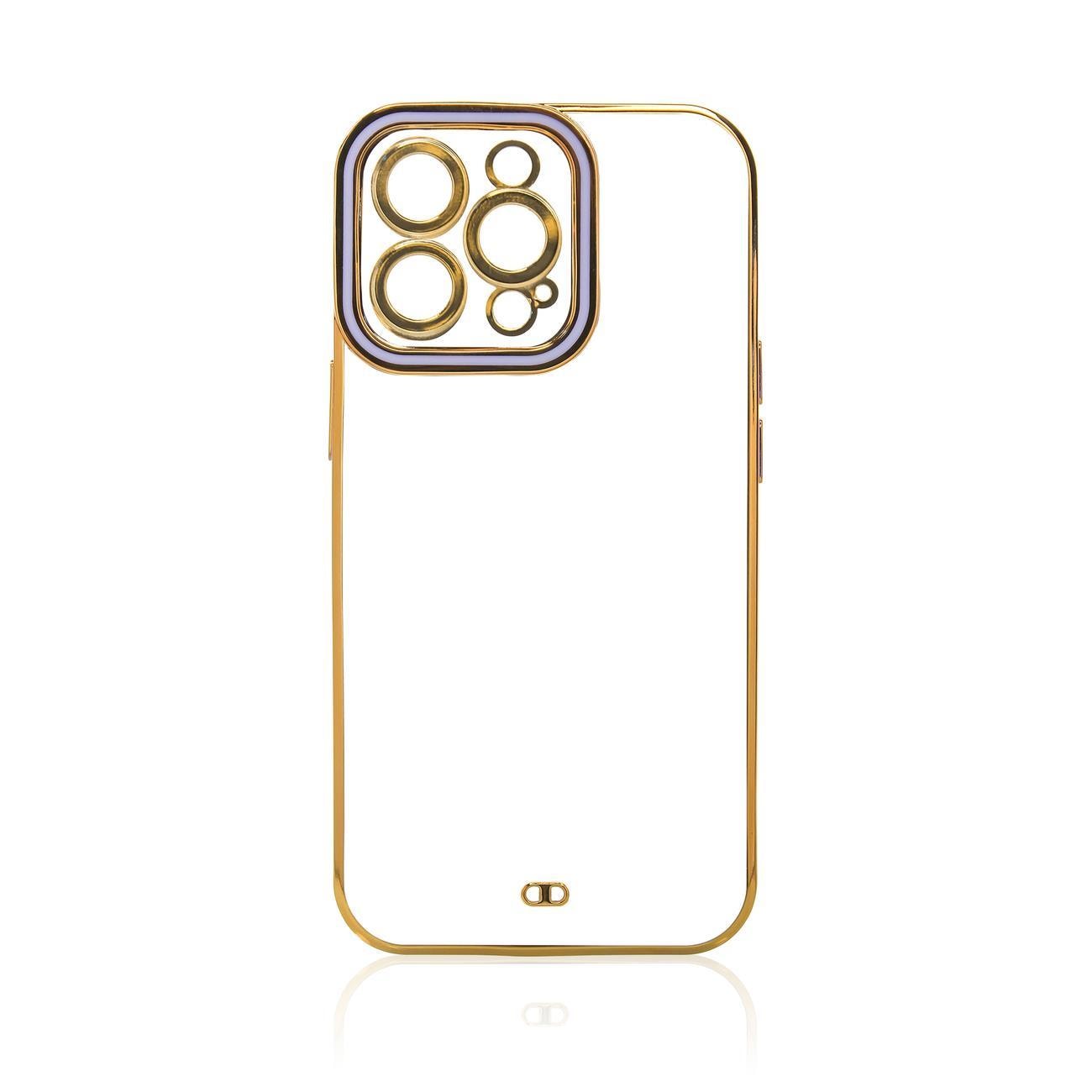Fashion Case til iPhone 12 Pro Gold Frame Gel Cover Purple