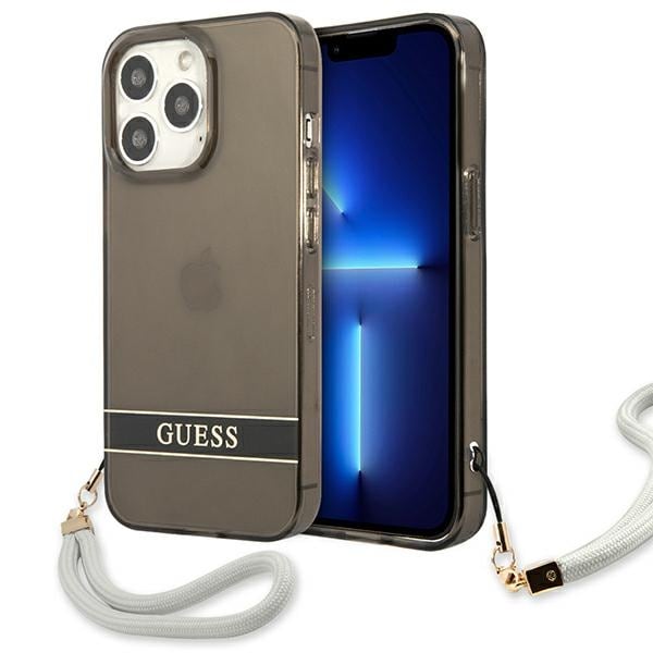 Guess GUHCP13LHTSGSK iPhone 13 Pro / 13 6,1" sort/sort hardcase Gennemsigtig Stap