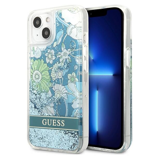 Guess GUHCP13SLFLSN iPhone 13 mini 5,4" grøn/grøn hardcase Flower Liquid Glitter