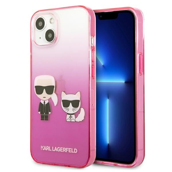 Karl Lagerfeld Gradient Ikonik Karl&Choupette-etui til iPhone 13 mini - Pink